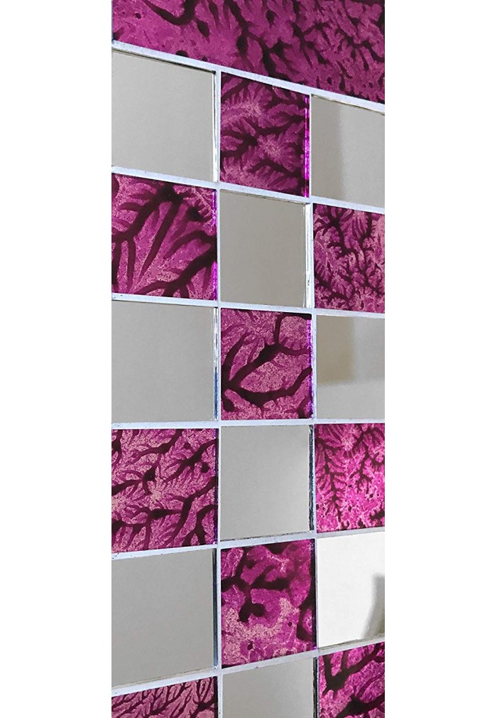 DecorShore South Beach Collection Pink Decorative Wall Mirrors with Colorful Glass Mosaic Tiles