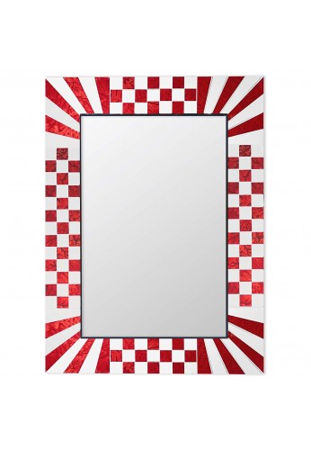 DecorShore South Beach Collection Red Decorative Wall Mirrors with Colorful Glass Mosaic Tiles