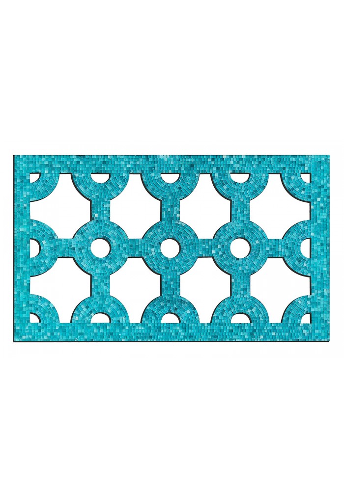 Decors Bella Palacio Mosaic Lattice Wall Decor Decorative Hanging Artisan Fretwork Wooden Plaque With Teal Blue Glass Tiles - Decorative Wall Plaques For Kitchen