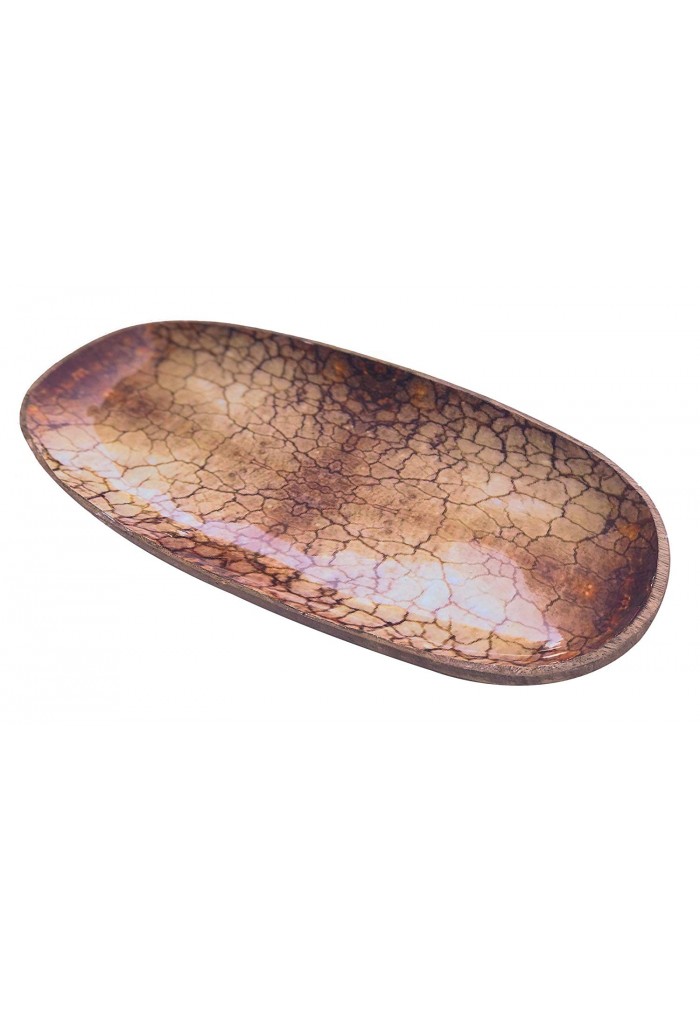 DecorShore Decorative Genuine Carved Mango Wood Tray with Abstract Floral Print Design 13x8 inches