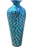 DecorShore Decorative Mosaic Vase - Tall Home Decor Geometric Pattern Metal Floor Vase with Glass Mosaic in Blue & Turquoise