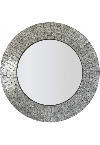 DecorShore 24 in. Glamorous Sparkling Glass Mosaic Wall Mirror Home Decor in Effervescent Silver