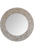 DecorShore 24 in. Ceramic Glass Mosaic Decorative Wall Mirror in Warm Beige Colors