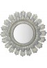 DecorShore Relics Collection 24 in. Rustic Wooden Sunburst Accent Mirror in Antiqued Silver Patina Finish