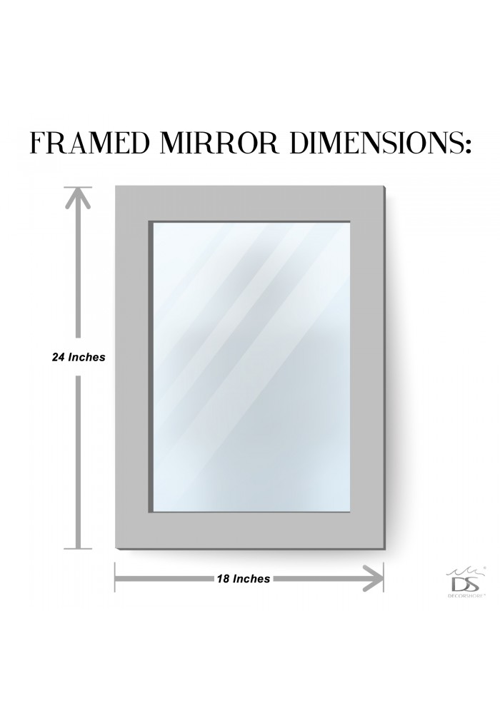 DecorShore 24" x 18" Crackled Glass Jewel Tone Mosaic Wall Mirror, Framed Rectangular Decorative Vanity Mirror