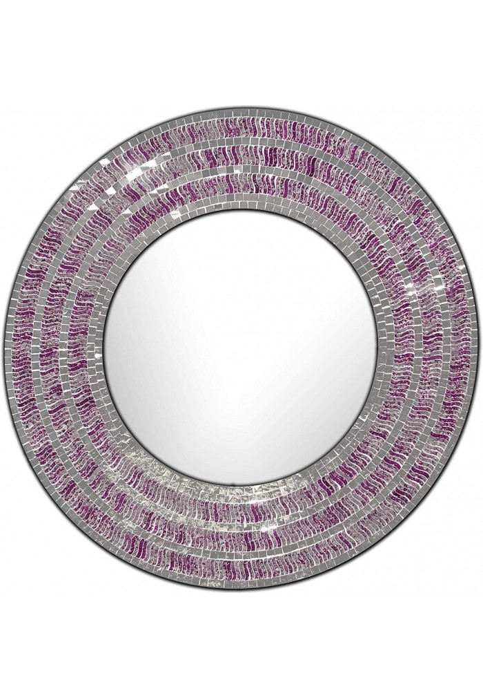 DecorShore 24 Inch Round Wall Mirror Decorative Glass Mosaic Bathroom Mirror