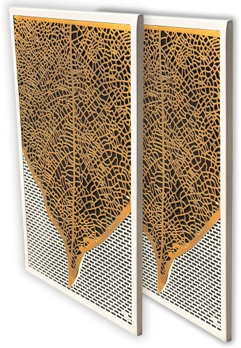  DecorShore Contemporary Gold Leaf Nature Metal Wall Art Set of 2 For Wall Decorations