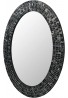 DecorShore 32 inch Traditional Decorative Mosaic Mirror in Oval Shape Hanging Black & Silver Wall Mirror 