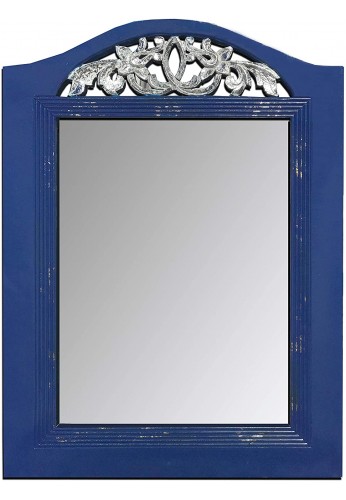 DecorShore Large Rustic Wooden Wall Mirror Hand-Carved with Gilded Scroll French Rococo Style