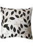 Zara 18 inch Artisan Crafted Decorative Throw Pillow Cushion Cover - White Cotton Jute Leaf Pattern