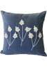 DecorShore Kenna 18 inch Artisanal Decorative Throw Pillow Cover in Blue with Daisy Floral Embroidery