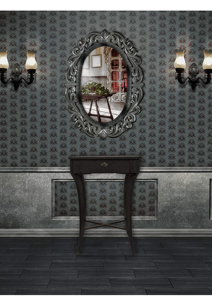 Oval Decorative Wood Wall Mirror, Wood Frame Bathroom Mirror Oval