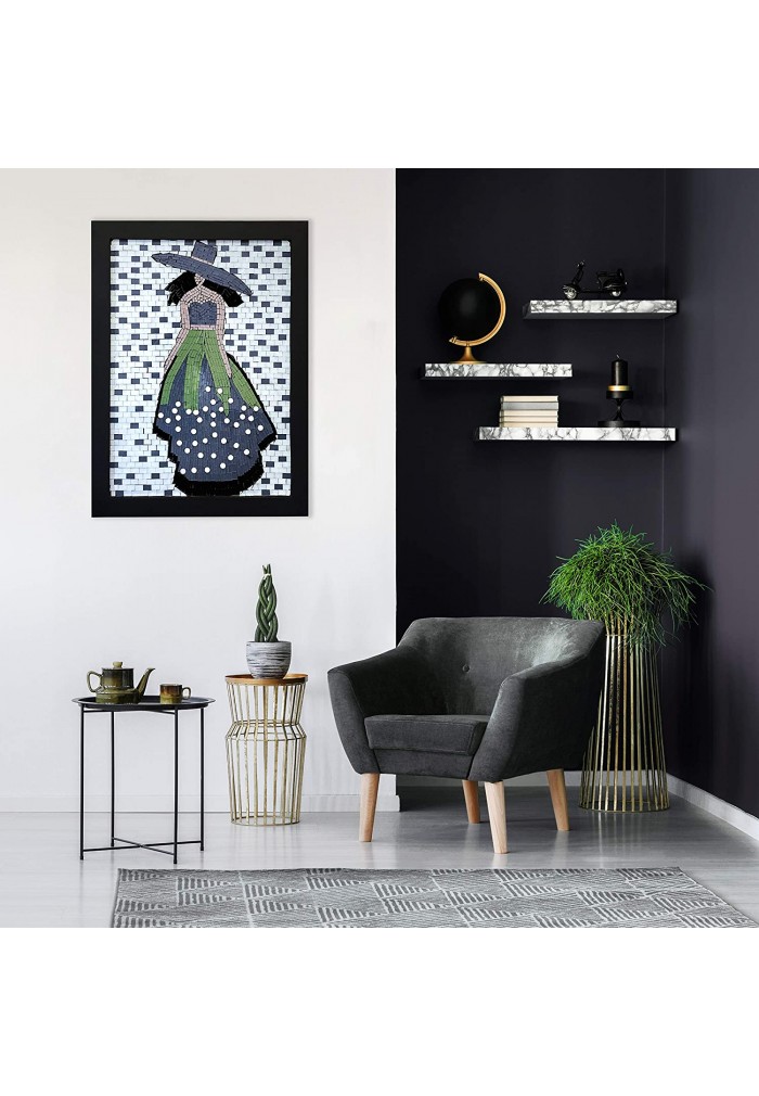Large Mosaic Wall Art|Home Decor Glass Mosaic Decorative Wall Art for Living Room Large|Framed Artwork Feminine Fashion