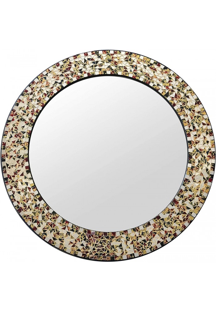 DecorShore 24" Decorative Mosaic Glass Wall Mirror (Gemstone Rainbow)