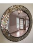 Gold or Silver Framed Decorative Wall Mirror with multi-colored, multidimensional decorative glass mosaic tile.