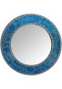 24" Sapphire Round Wall Mirror, Handmade Crackled Glass Mosaic Tile Framed, Decorative Design by DecorShore