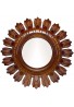 DecorShore 24" Handcrafted Traditional Home Décor Solid Wooden Sun Shape Framed Mirror in Brown