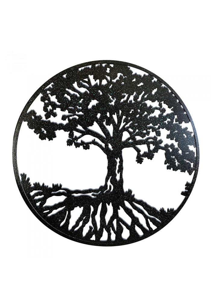 DecorShore 24 in. Round Metal Wall Art Decorative Wall Sculpture Natural Harmony Tree of Life Hanging Wall Decor