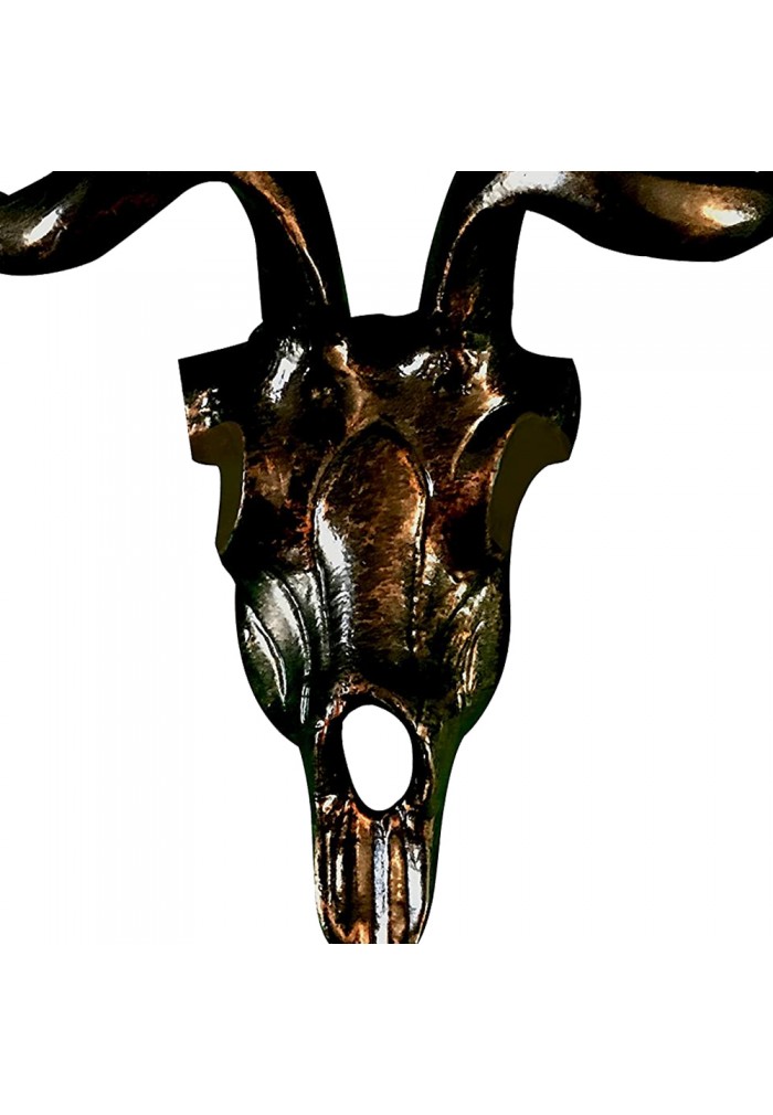 Decorative Faux Skull Metal Statuette, Handcrafted Decorative Animal Sculpture (Antique Copper)