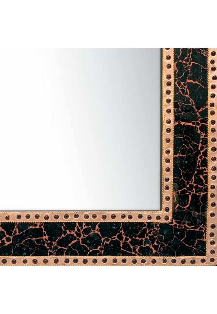 DecorShore 24" x 18" Crackled Glass Jewel Tone Mosaic Wall Mirror, Framed Rectangular Decorative Vanity Mirror, Accent Mirror,