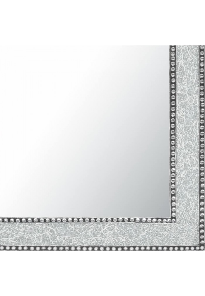 Crackled Glass Decorative Wall Mirror - 30X24 Mosaic Glass Wall Mirror, Vanity Mirror, Glamorous (Silver)