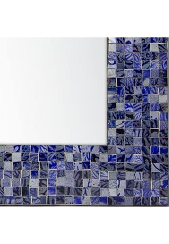 Glass Mosaic Framed Decorative Wall Mirror (Lapis Blue)