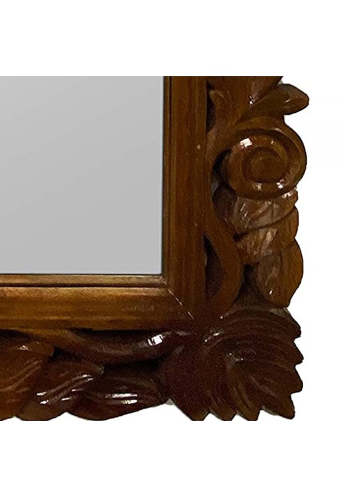 DecorShore 30x24" Handcrafted Traditional Home Décor Solid Wooden Framed Mirror in Shades of Brown