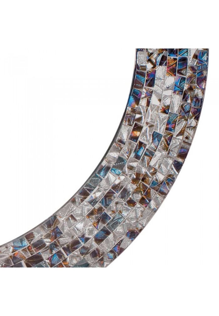 DecorShore 24" Decorative Mosaic Glass Wall Mirror - Silver