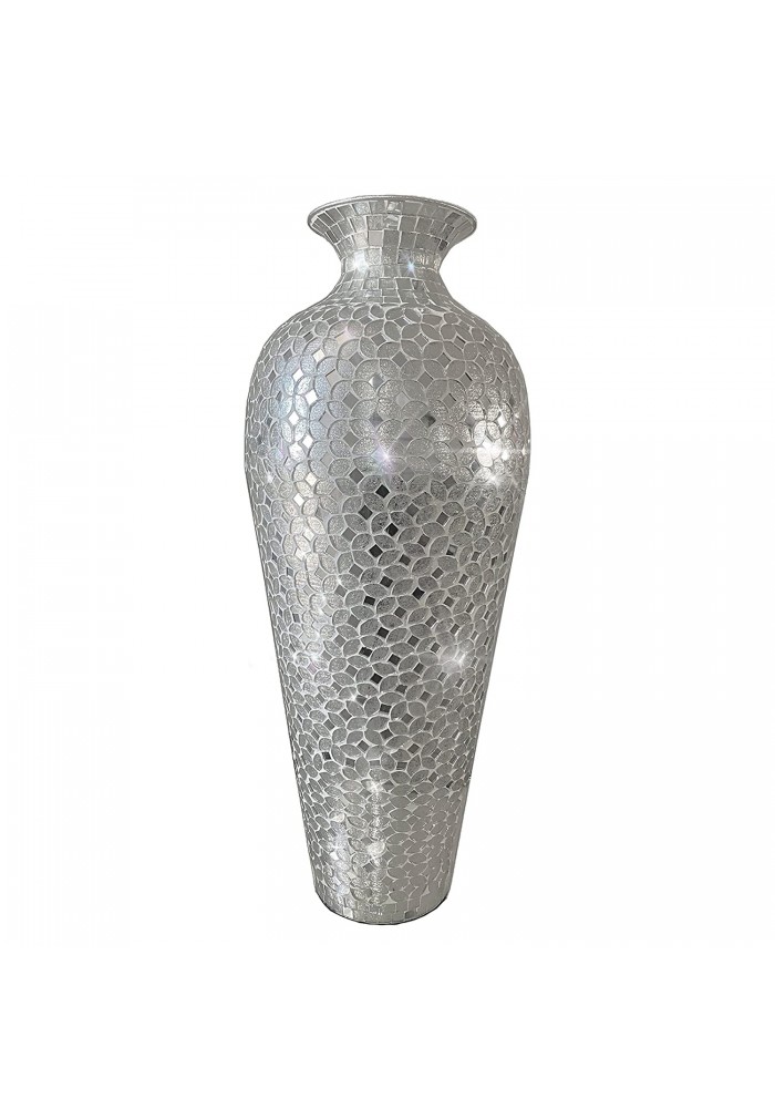 DecorShore Silver tall Floor vase