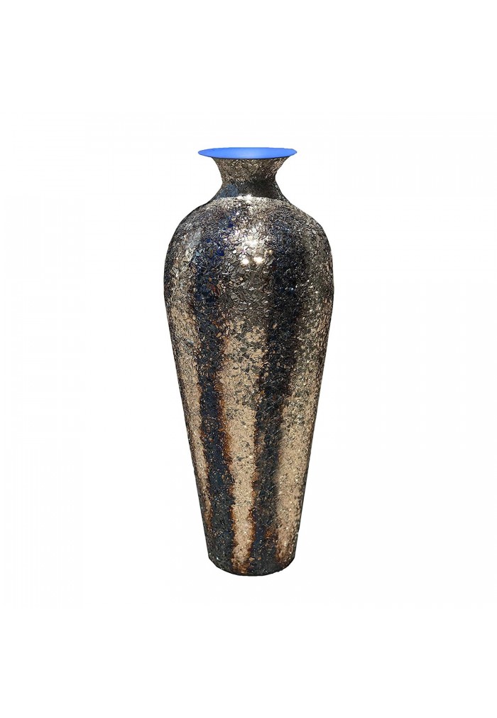 DecorShore Fired Gold Vase with Striped Crackled Glass Mosaic vases
