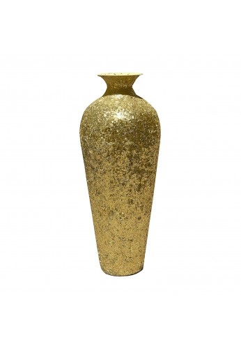 DecorShore Bella Palacio Gold Vase with Crackled Glass Mosaic -Artisan Metal Accent Vase with Sparkling Metallic Glass Flake Overlay, 20 in. Decorative Vase