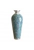 DecorShore Bella Palacio Collection Decorative Mosaic Vase! Geometric Pattern Large Metal Floor Vase in Teal & Silver