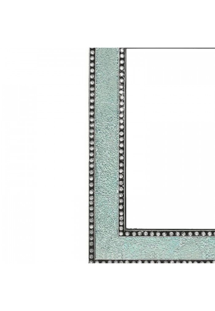 DecorShore 24 x 18 Crackled Glass Framed Rectangular Decorative Mosaic Wall Mirror, Accent Mirror-Mint Green