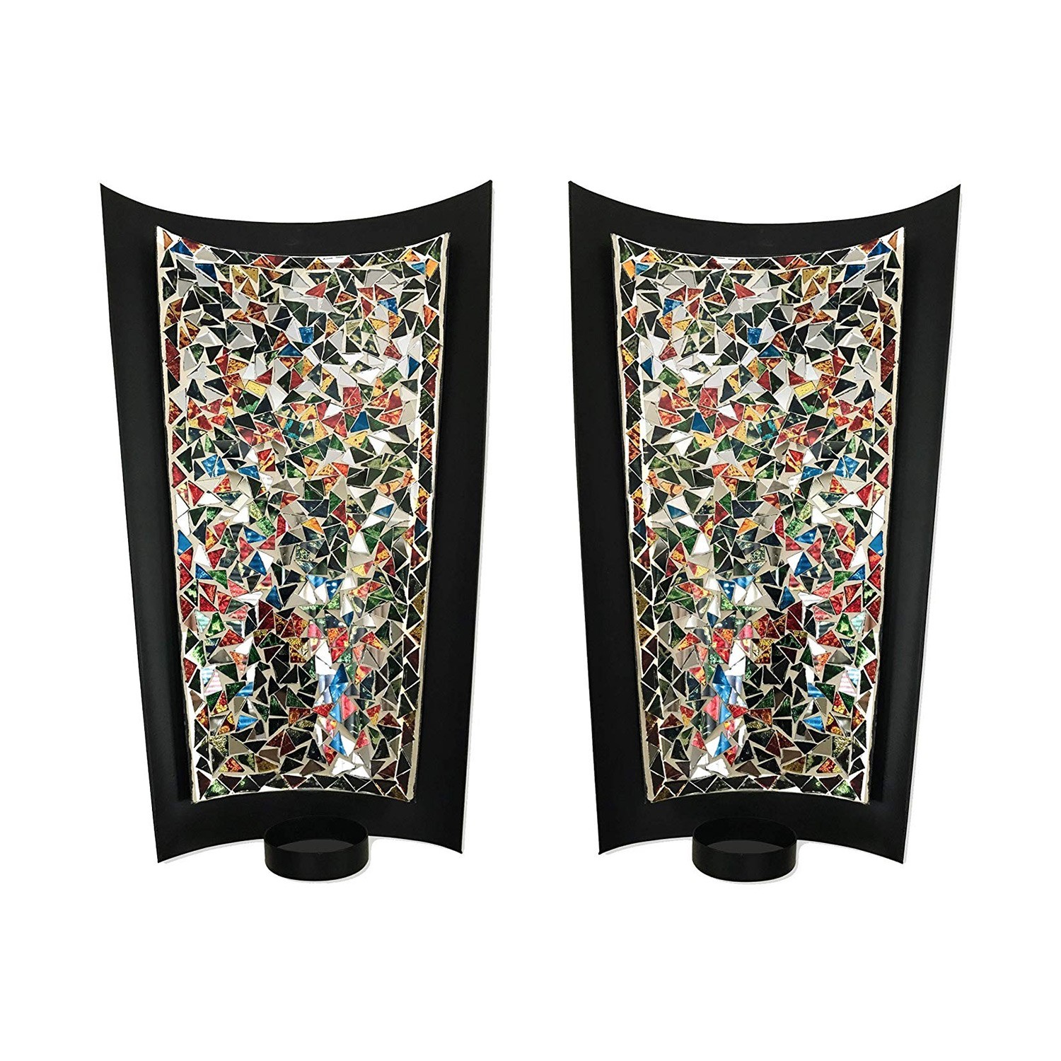 decorshore mosaic wall sconce set of 2 tealight candle holders abstract metal wall art candle sconces pair
