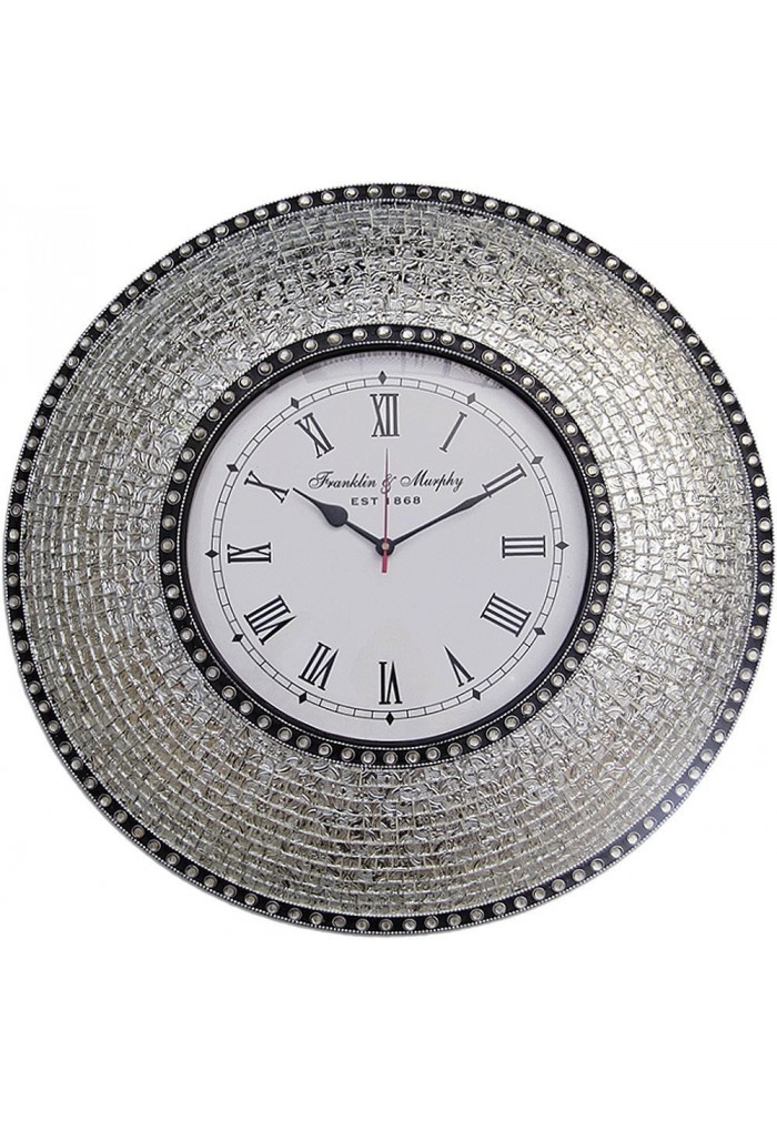 DecorShore 22.5" Silver Wall Clock, Decorative Round Wall Clock