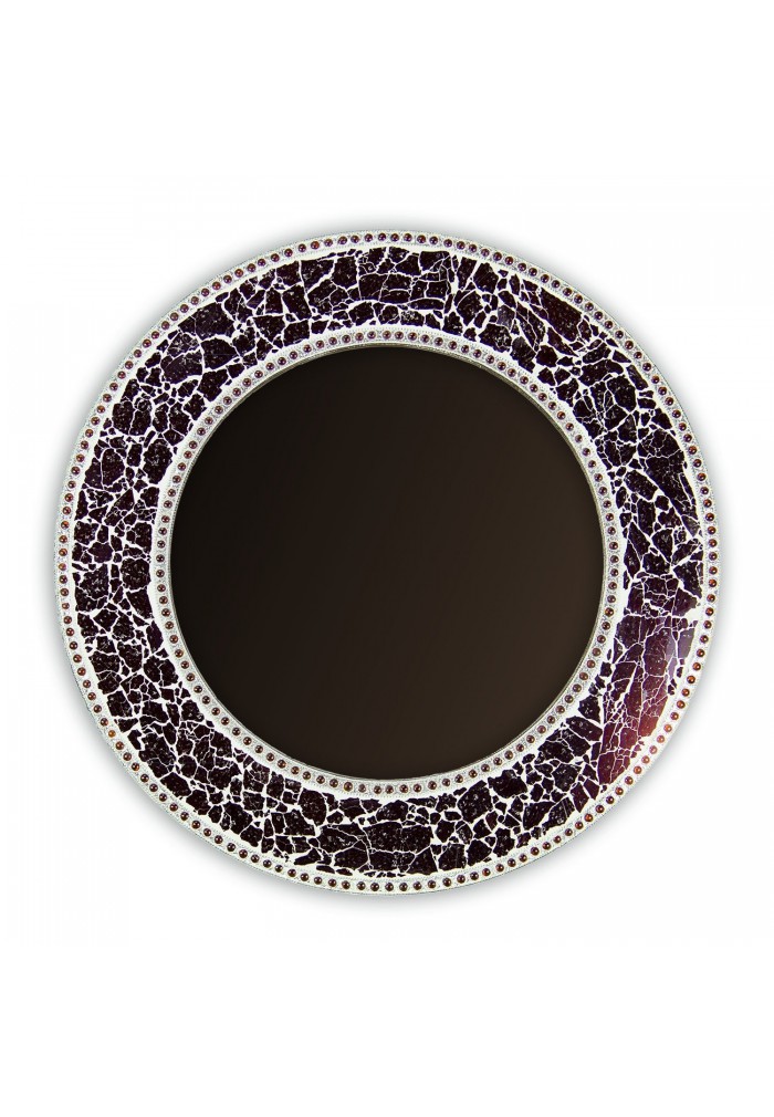 Buy 24" Brown Round Crackled Glass Mosaic Mirror Online
