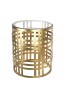 DS Gilded Cage End Table, 19" Gilded Iron Glass Top Accent Table, Round Side Table by DecorShore