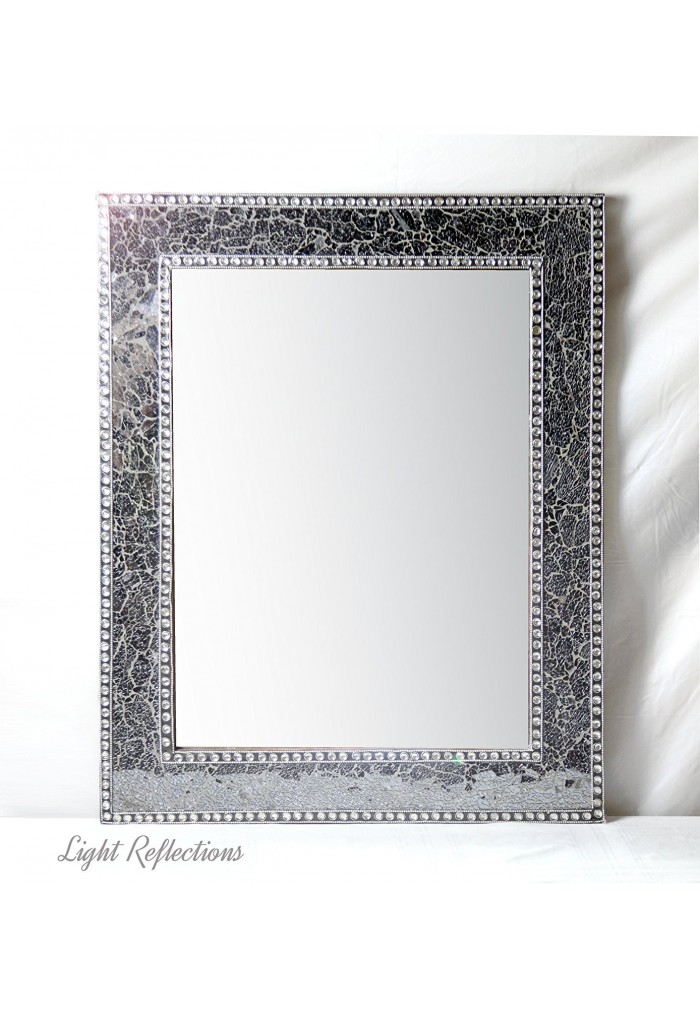 Black / Gray Crackled Glass Decorative Wall Mirror