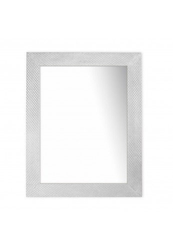 DecorShore Frontiers Collection Decor Accents - Socorro Pressed Metal Framed Rectangular Wall Mirror in Antique Silver
