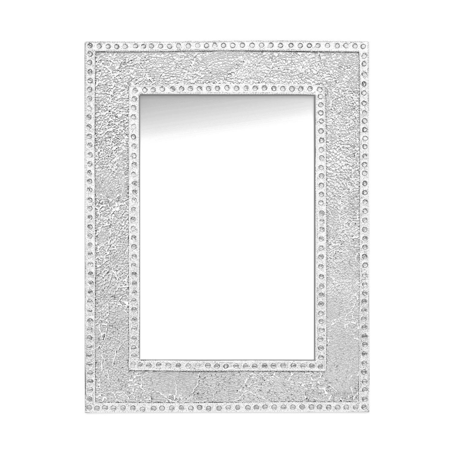 Crackle Wall Mirror Black Frame Silver Mosaic Glass Moroccan 60X90cm Handmade 