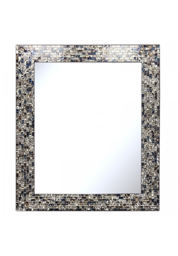 Silver Luxe Mosaic Glass Framed, Colored Mirror Glass Mosaic