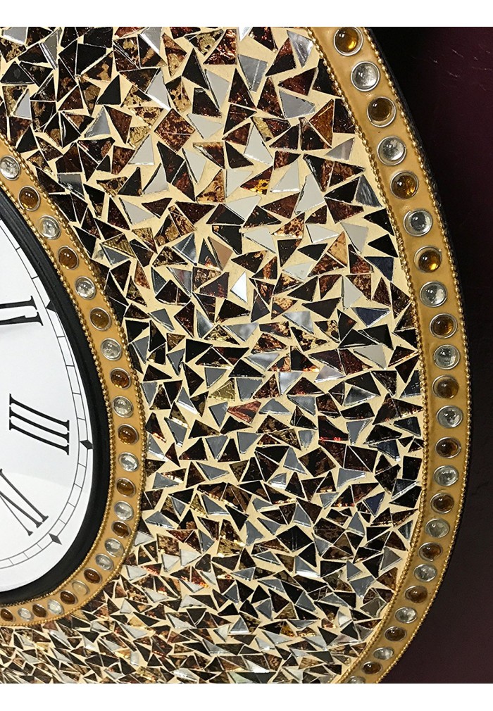 DecorShore 23 Inch Decorative Glass Mosaic Silent Oversized Wall Clock ...