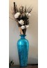 DecorShore Andalusian Vase -Sparkling Metal Vase with Moorish Floral Pattern Glass Mosaic Inlay, 20 in. Decorative Vase, Designer Vase (Turquoise)