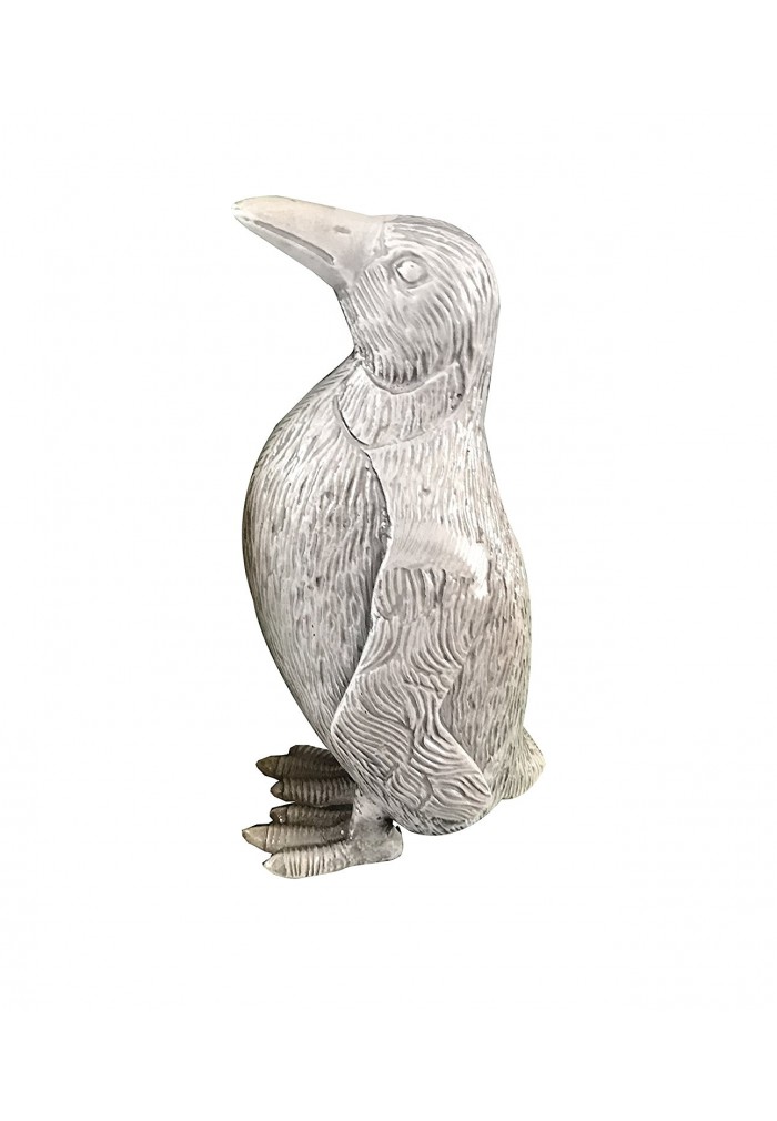 Penguin Metal Statuette, Handcrafted Decorative Animal Sculpture