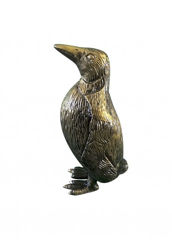 Penguin Metal Statuette, Handcrafted Decorative Animal Sculpture, Aluminum Decorative Statue, Tabletop Décor (Brass)