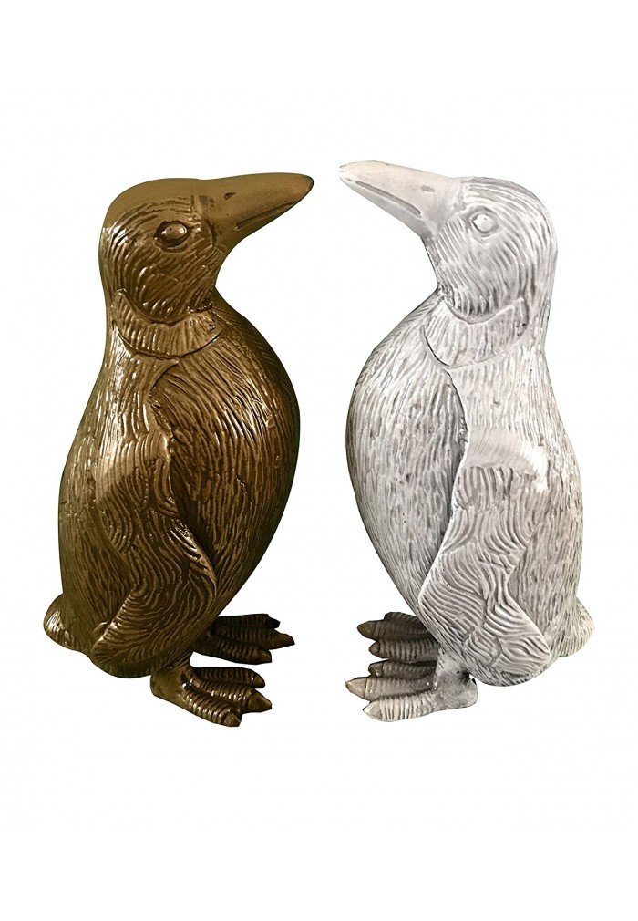 Penguin Metal Statuette, Handcrafted Decorative Animal Sculpture (Brass)