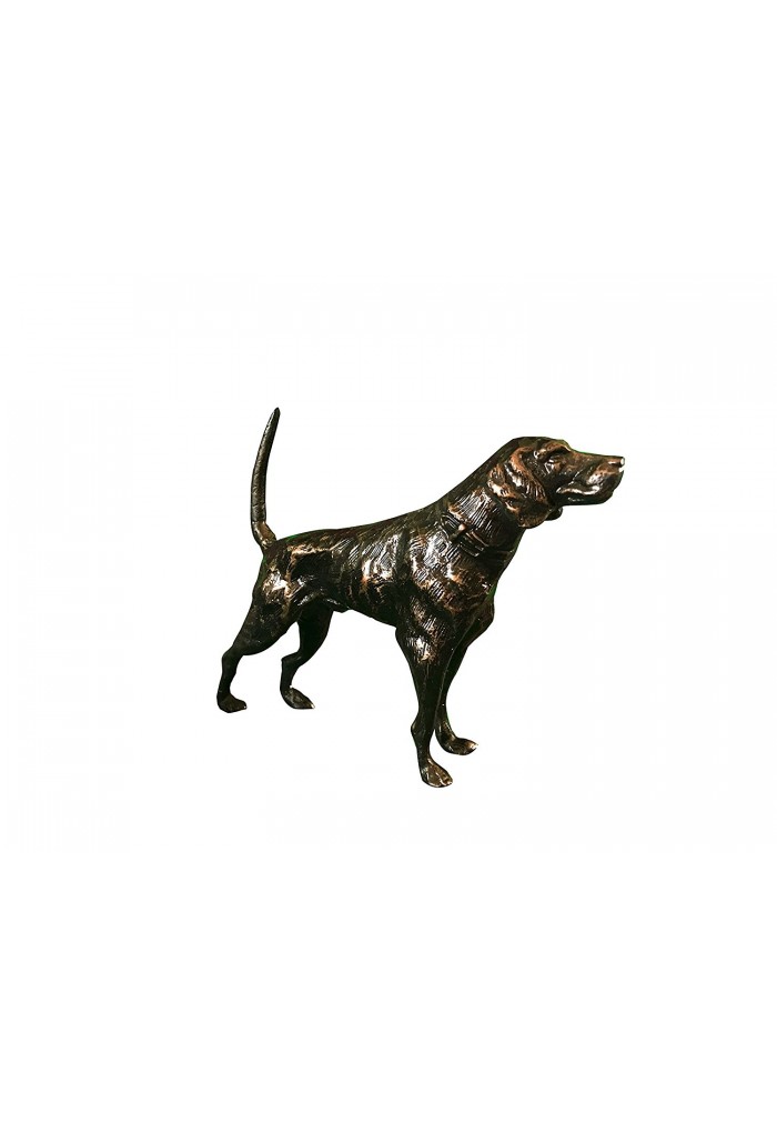 Hound Dog Metal Statuette, Handcrafted Decorative Animal Sculpture (Oil-Rubbed Bronze)