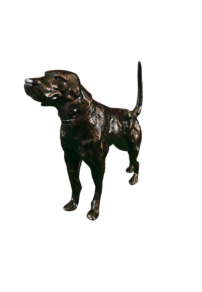 Hound Dog Metal Statuette, Handcrafted Decorative Animal Sculpture (Oil-Rubbed Bronze)