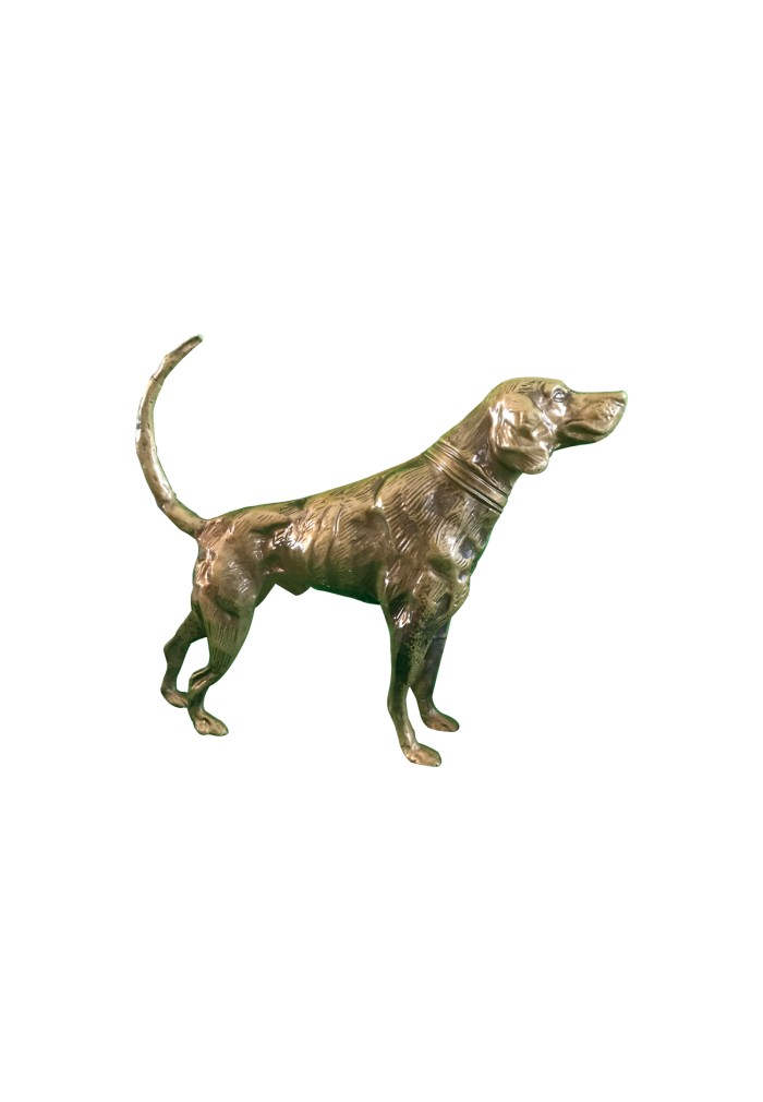 Hound Dog Metal Statuette, Handcrafted Decorative Animal Sculpture, Aluminum Decorative Statue (Polished Brass)