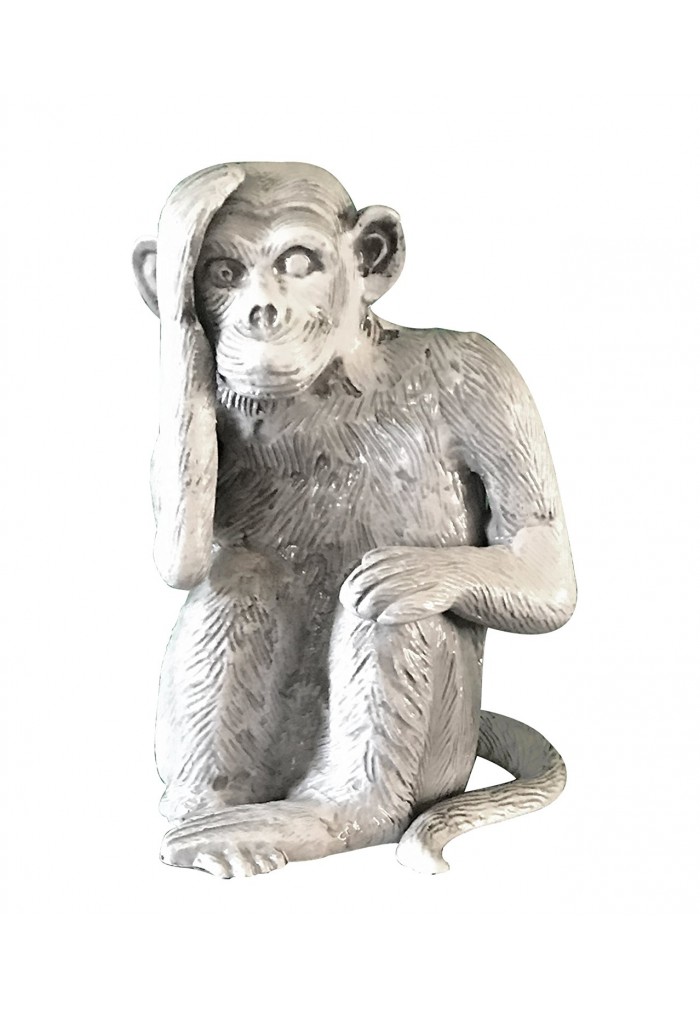 Chimpanzee / Monkey Metal Statuette, Handcrafted Decorative Animal Sculpture